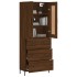 Aparador alto madera contrachapada marrón roble 69,5x34x180