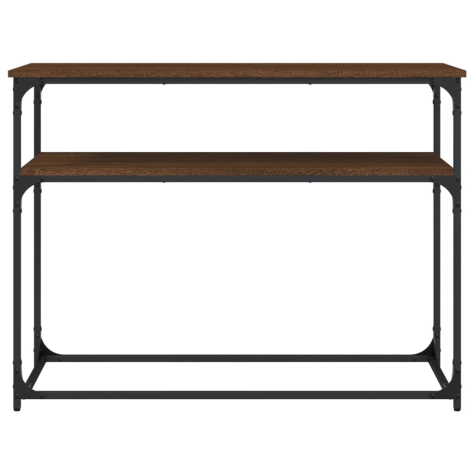 Mesa consola madera de ingeniería marrón roble 100x35,5x75