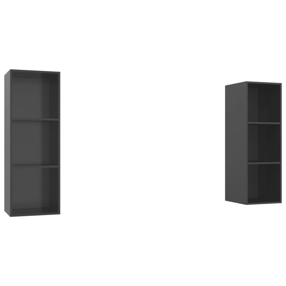 Muebles de salón de pared 2 pzas madera ingeniería gris