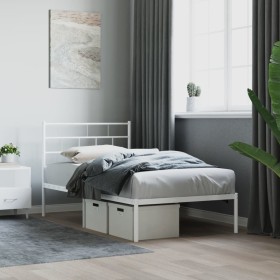 Estructura cama sin colchón con cabecero metal blanco