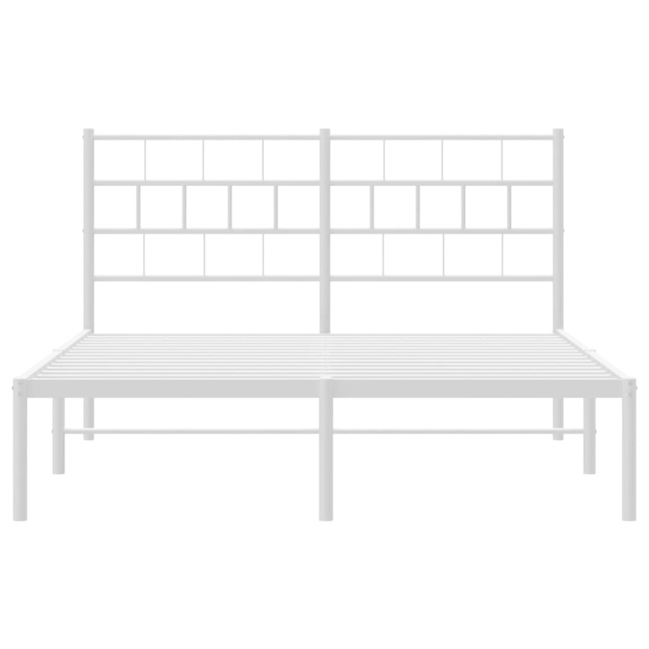 Estructura cama sin colchón con cabecero metal blanco
