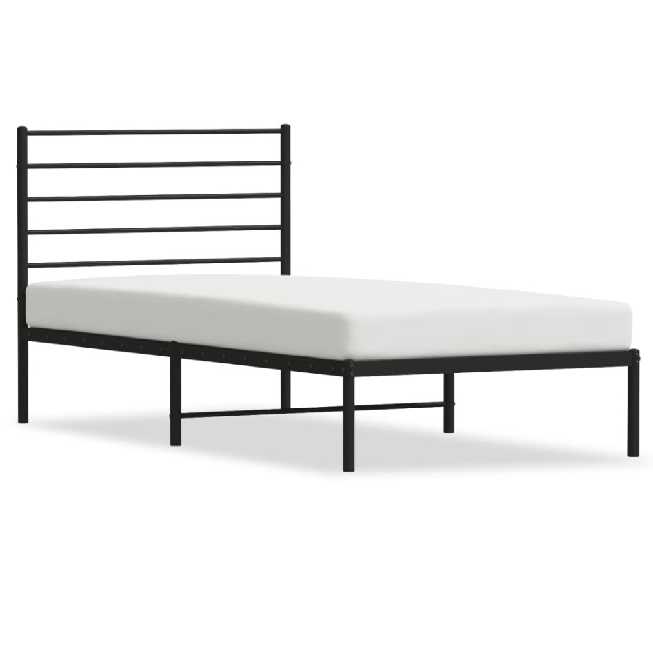 Estructura cama sin colchón con cabecero metal negro 75x190