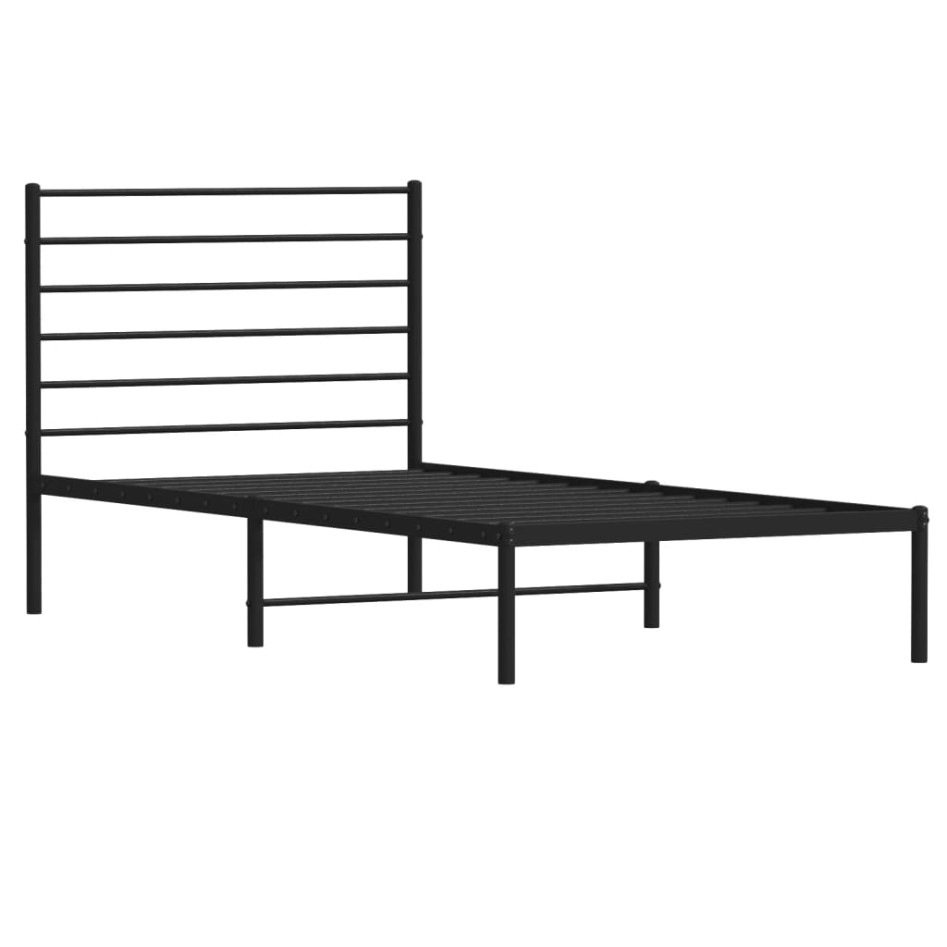 Estructura cama sin colchón con cabecero metal negro 75x190