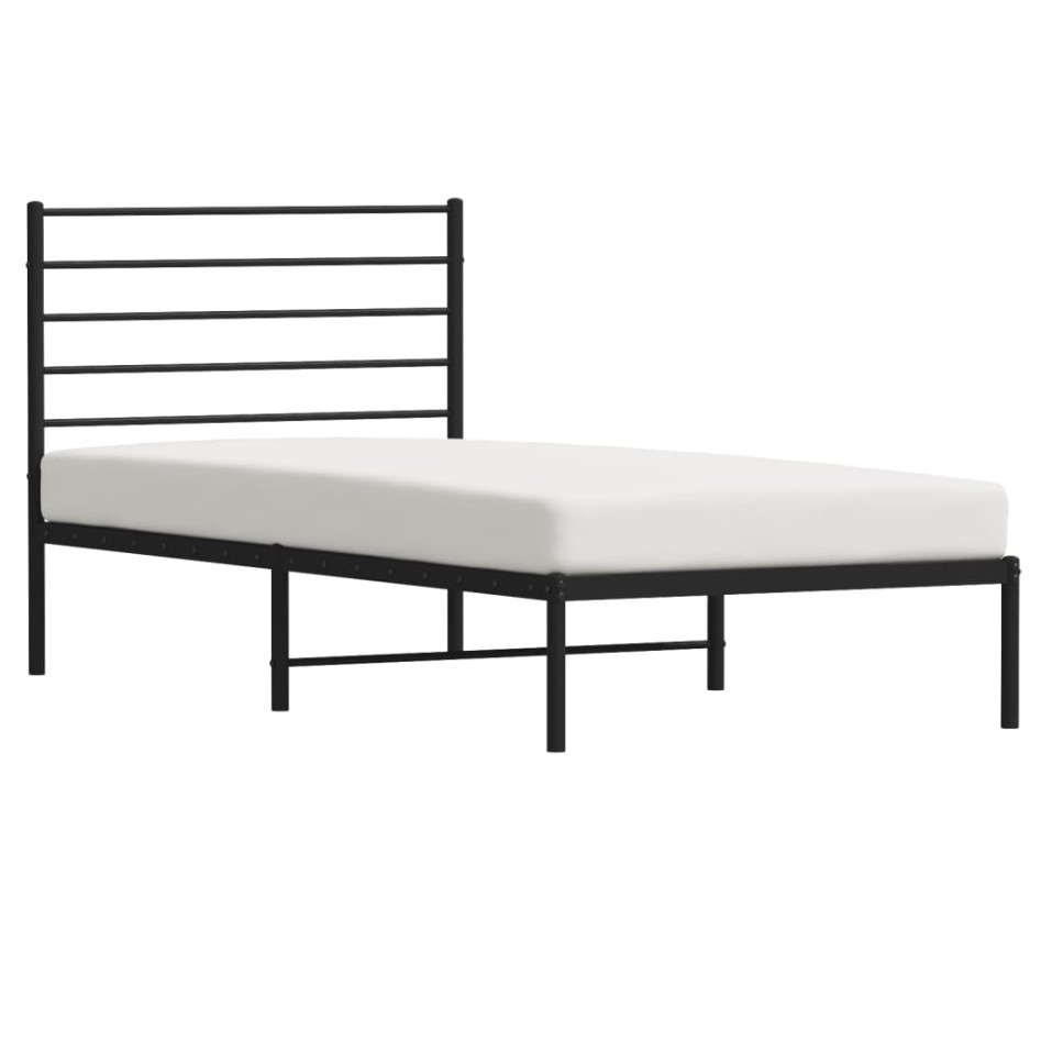 Estructura cama sin colchón con cabecero metal negro 75x190