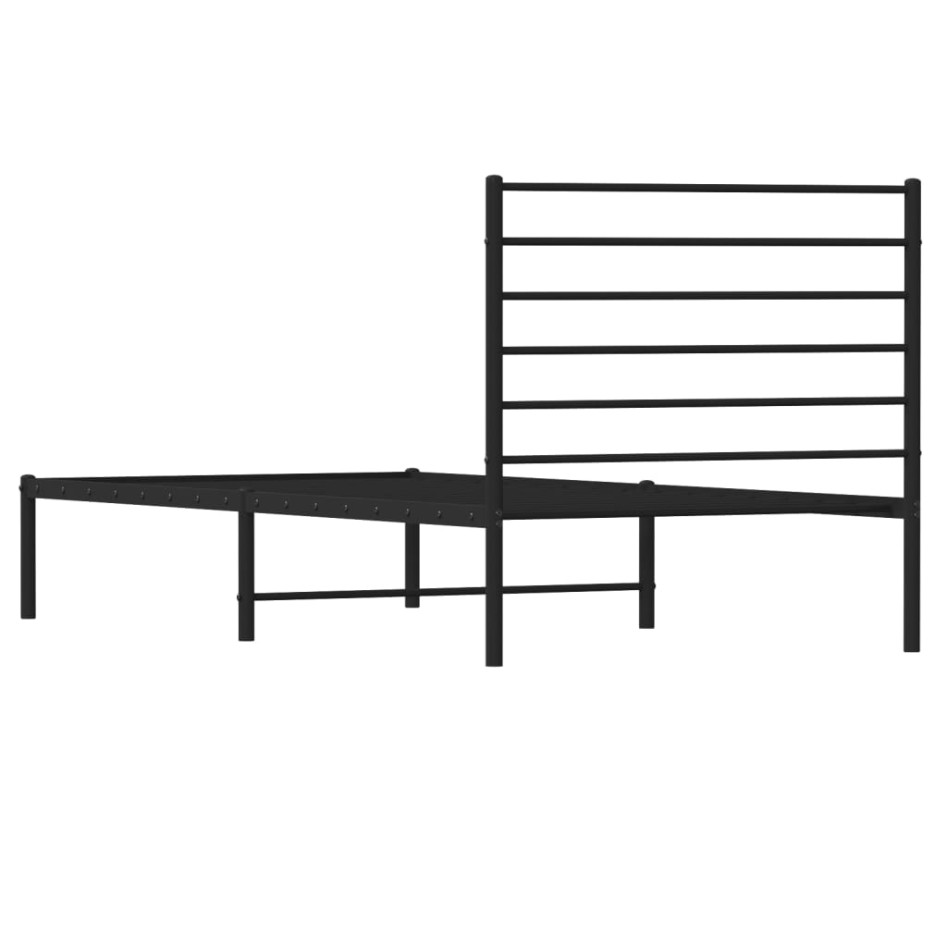 Estructura cama sin colchón con cabecero metal negro 75x190