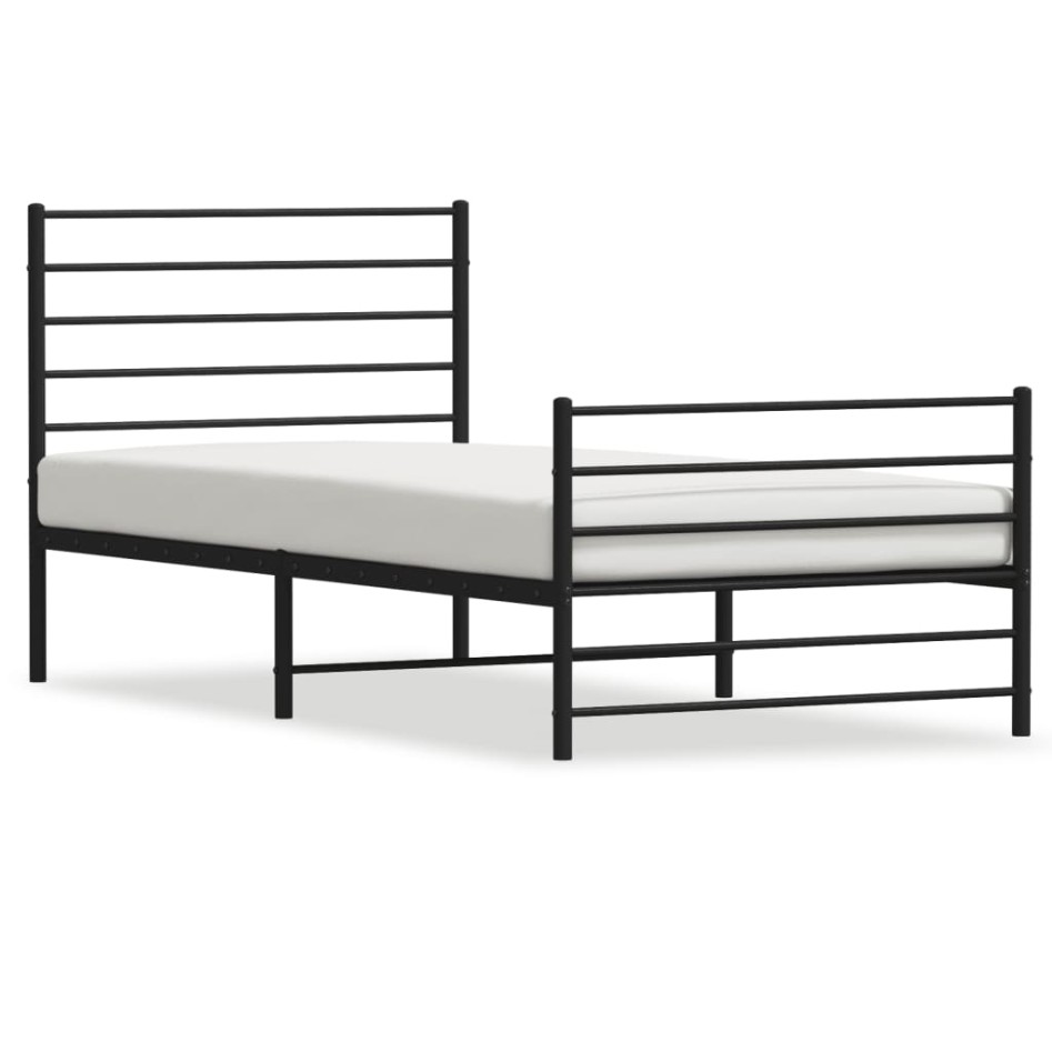 Estructura cama sin colchón con estribo metal negro 80x200