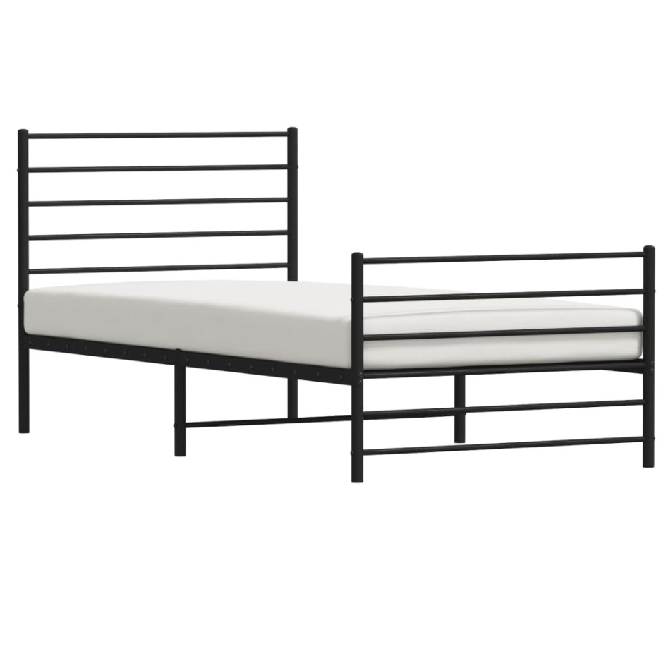 Estructura cama sin colchón con estribo metal negro 80x200