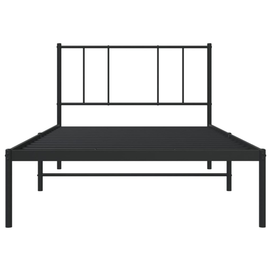 Estructura cama sin colchón con cabecero metal negro 80x200