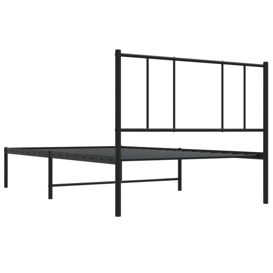 Estructura cama sin colchón con cabecero metal negro 80x200