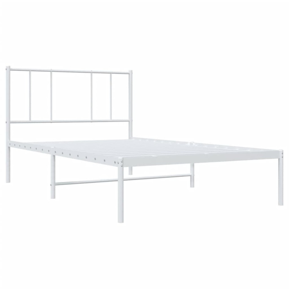 Estructura cama sin colchón con cabecero metal blanco 80x200