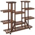 Soporte de flores con ruedas madera maciza abeto 110x25x115
