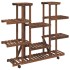 Soporte de flores con ruedas madera maciza abeto 110x25x115