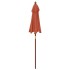 Sombrilla de jardín con poste de madera terracota 196x231