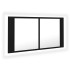 Armario espejo de baño con luz LED acrílico negro 90x12x45