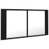 Armario espejo de baño con luz LED acrílico negro 90x12x45