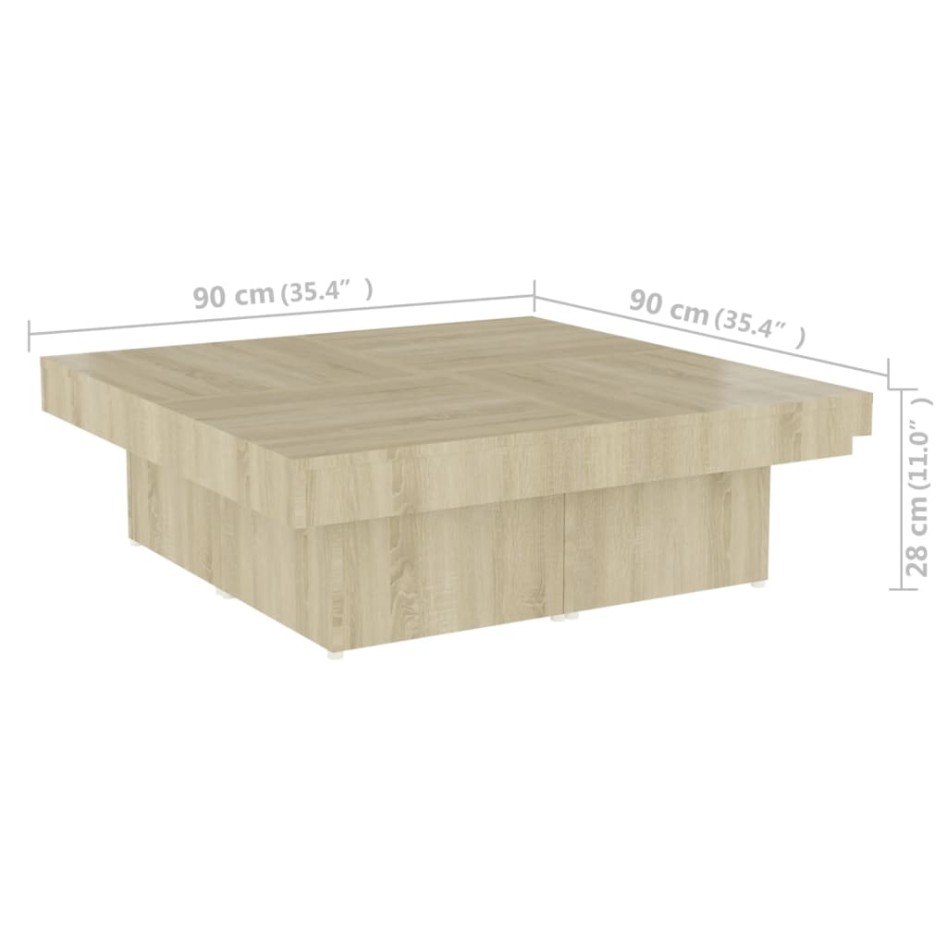 Mesa de centro madera contrachapada roble Sonoma 90x90x28