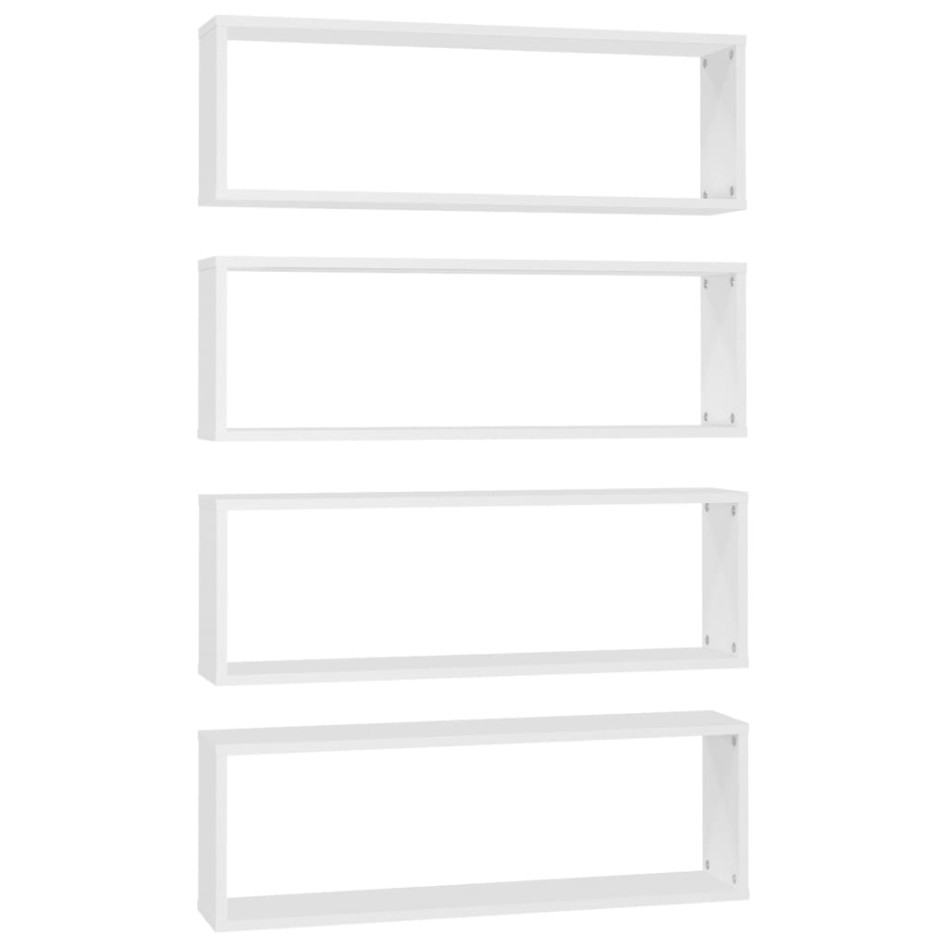 Estantes cubo de pared 4 uds contrachapado blanco 80x15x26,5