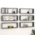 Estantes cubo de pared 6 uds contrachapado negro 80x15x26,5