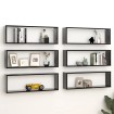Estantes cubo de pared 6 uds contrachapado negro 80x15x26,5 cm