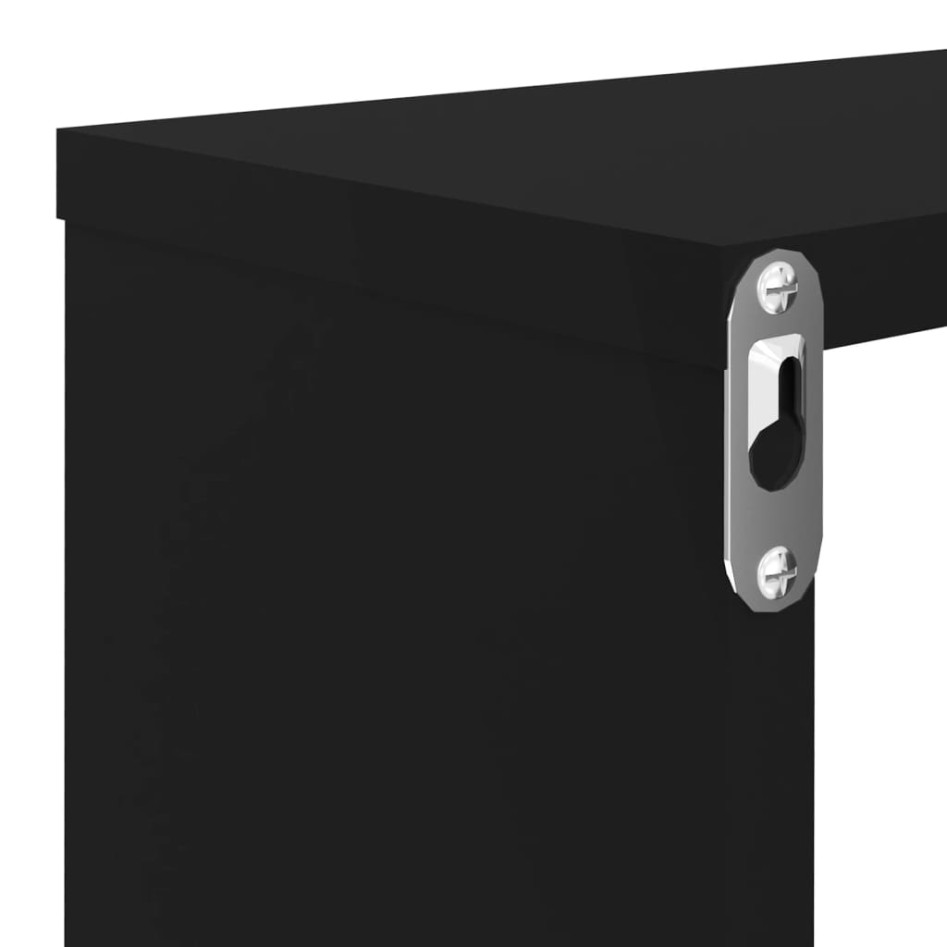 Estantes cubo de pared 6 uds contrachapado negro 80x15x26,5