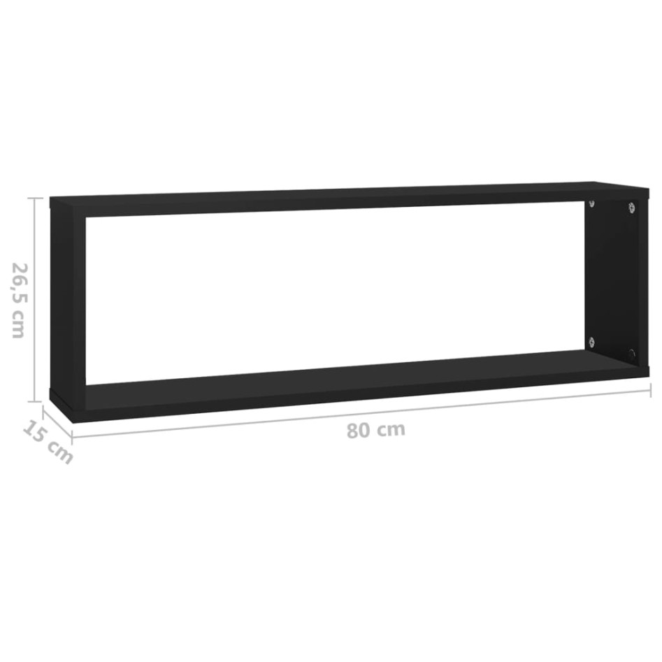 Estantes cubo de pared 6 uds contrachapado negro 80x15x26,5