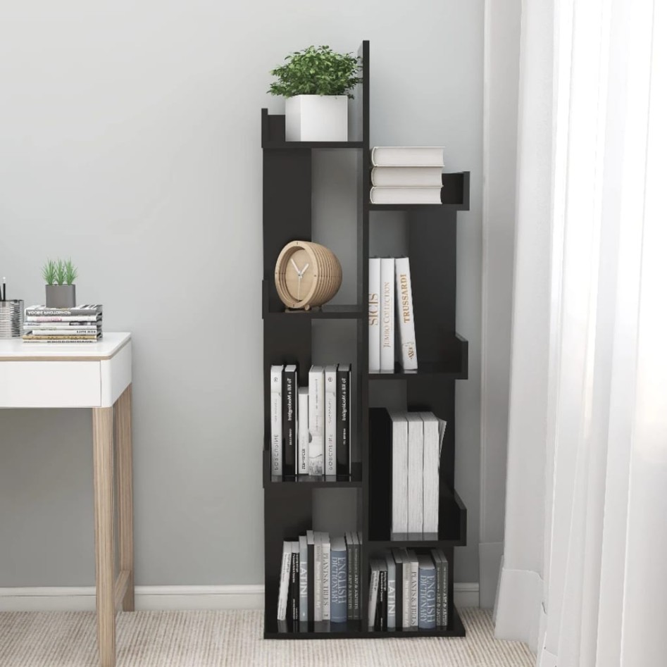 Armario de libros madera contrachapada negro 48x25,5x140