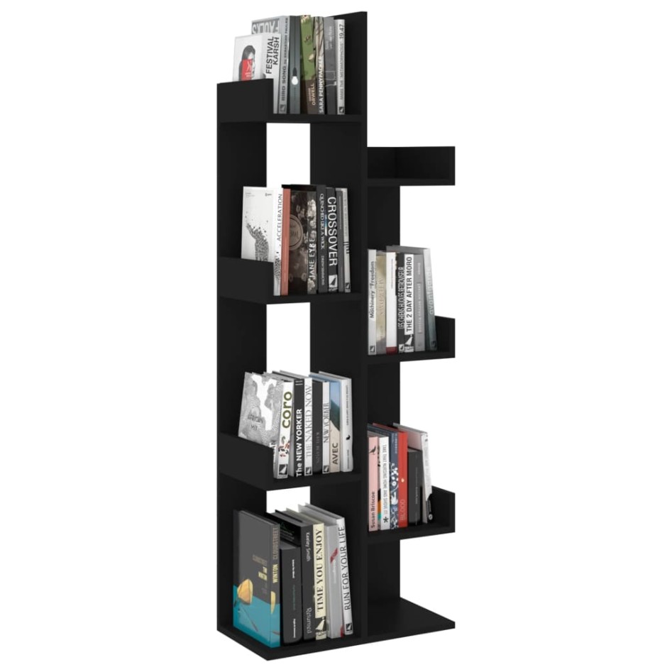 Armario de libros madera contrachapada negro 48x25,5x140