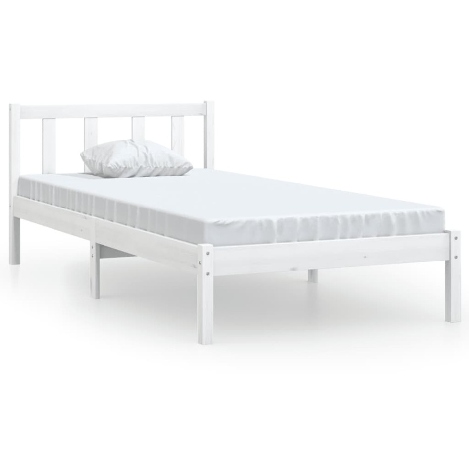 Estructura de cama sin colchón madera maciza blanco 100x200