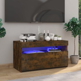 Mueble de TV con luces LED roble ahumado 75x35x40