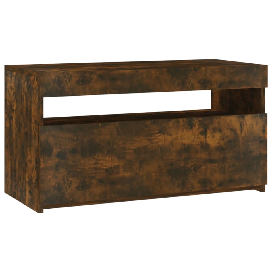 Mueble de TV con luces LED roble ahumado 75x35x40