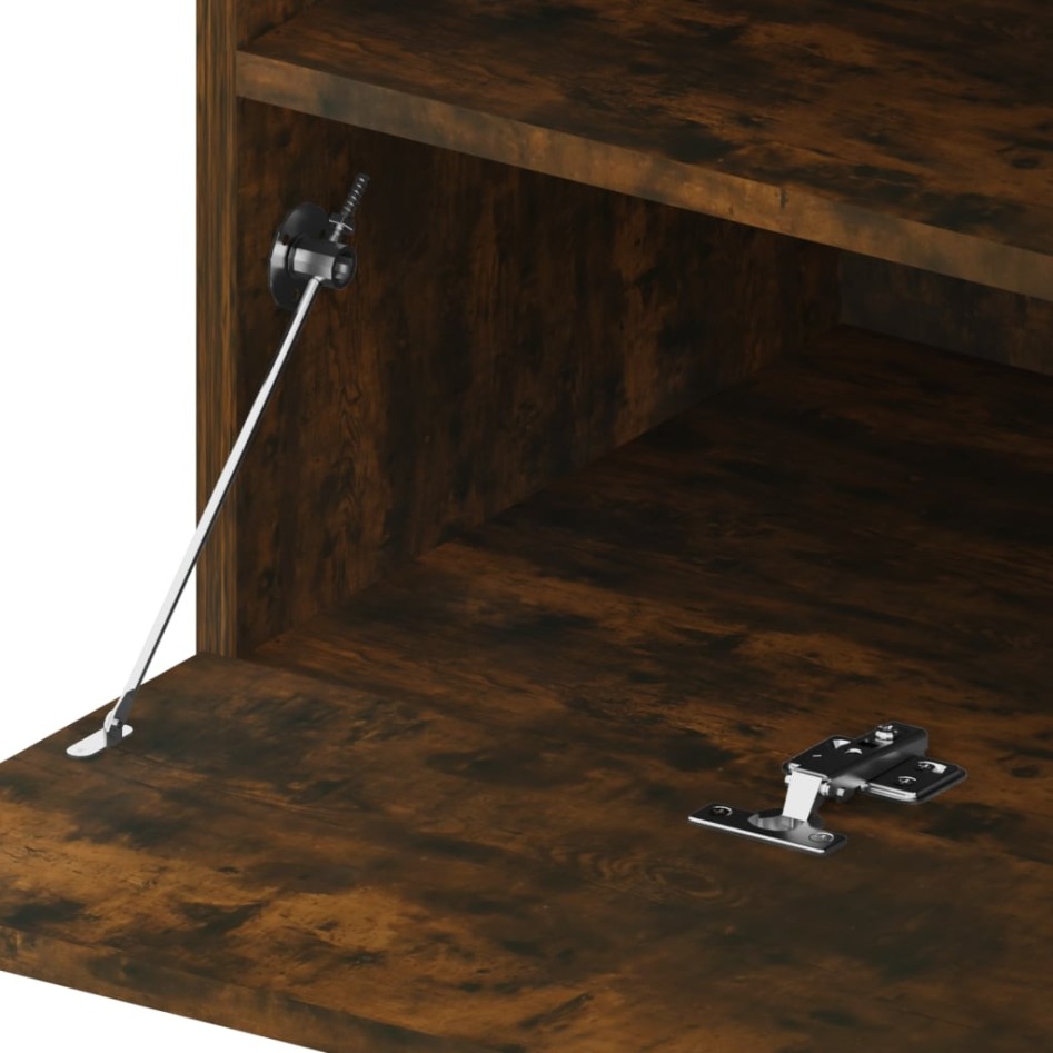 Mueble de TV con luces LED roble ahumado 75x35x40