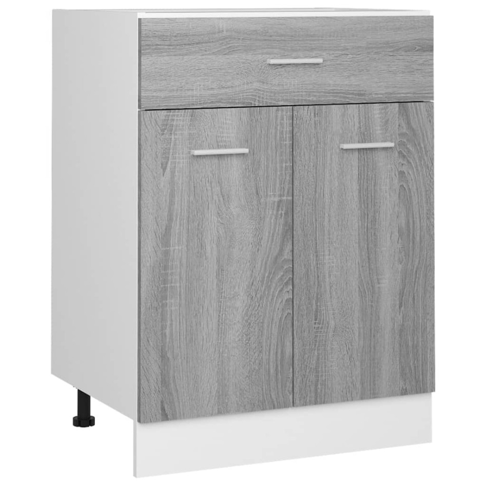 Armario inferior de cocina madera ingeniería gris 60x46x81,5