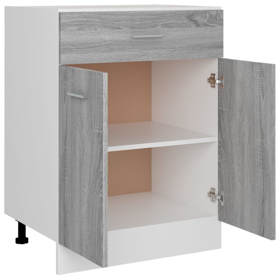 Armario inferior de cocina madera ingeniería gris 60x46x81,5