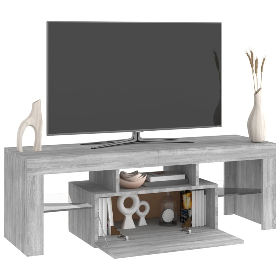 Mueble de TV con luces LED gris Sonoma 120x35x40
