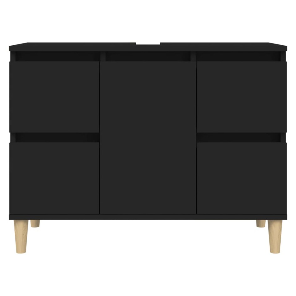 Armario para lavabo madera contrachapada negro 80x33x60