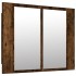 Armario con espejo LED madera roble ahumado 60x12x45