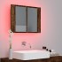 Armario con espejo LED madera roble ahumado 60x12x45