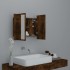 Armario con espejo LED madera roble ahumado 60x12x45