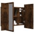 Armario con espejo LED madera roble ahumado 60x12x45