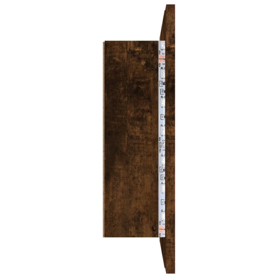 Armario con espejo LED madera roble ahumado 60x12x45