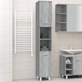 Armario de baño madera contrachapada gris Sonoma 30x30x179
