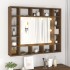 Mueble con espejo y LED marrón roble 91x15x76,5