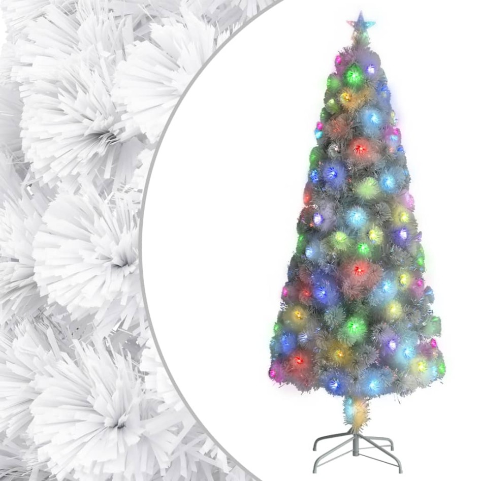 Árbol de Navidad artificial con luces fibra óptica blanco