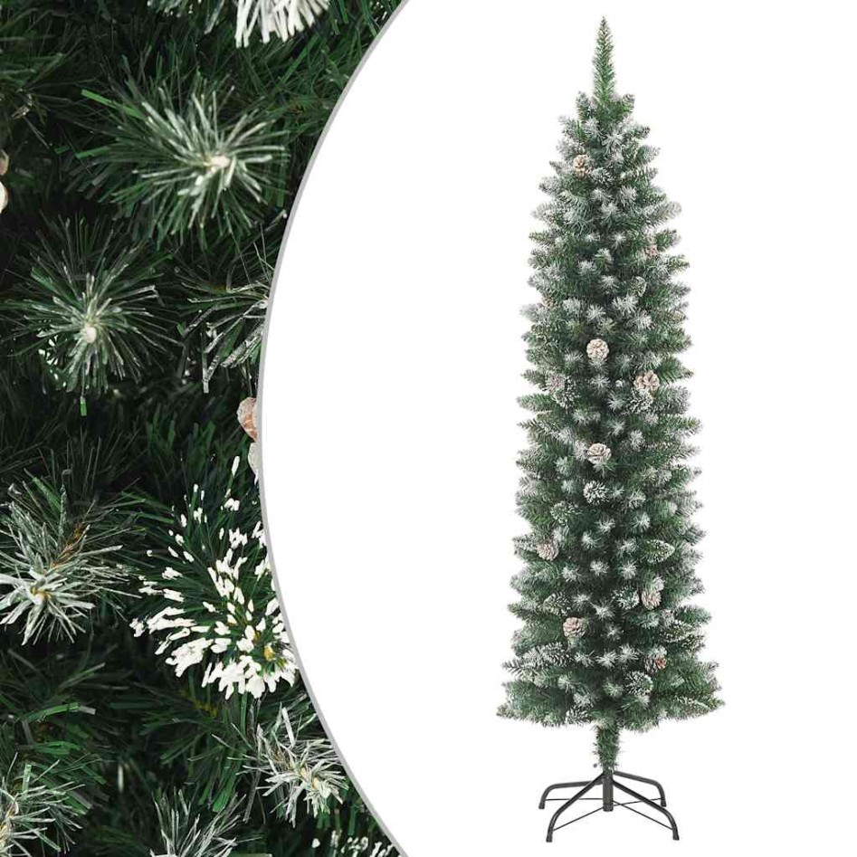 Árbol de Navidad artificial estrecho con soporte PVC 180