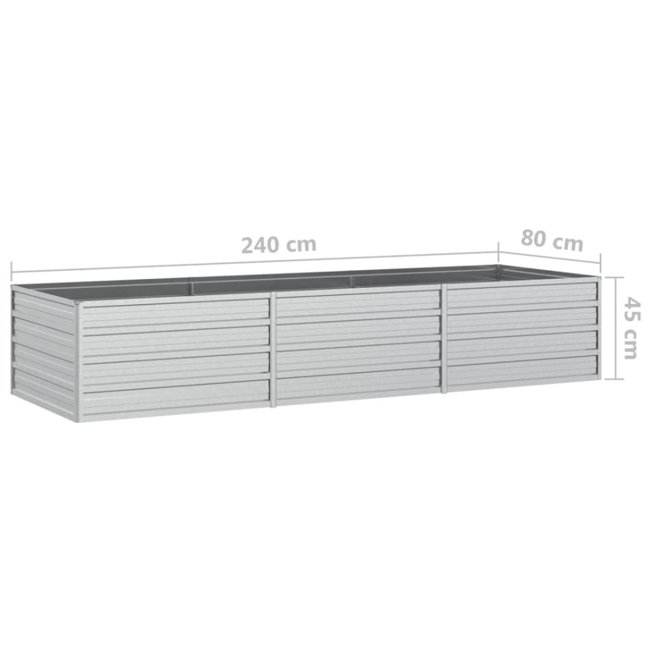 Arriate de acero galvanizado plateado 240x80x45