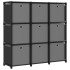 Estantería de 9 cubos con cajas de tela negro 103x30x107,5