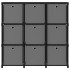 Estantería de 9 cubos con cajas de tela negro 103x30x107,5