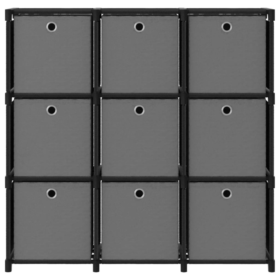 Estantería de 9 cubos con cajas de tela negro 103x30x107,5