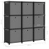 Estantería de 9 cubos con cajas de tela negro 103x30x107,5