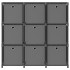 Estantería de 9 cubos con cajas de tela gris 103x30x107,5